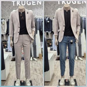 [트루젠]크림 베이지 쿨터치 여름 세미 캐주얼 수트(FUJKM900)14