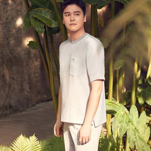 [크로커다일남성]써커 우븐 라운드 반팔티 CDAABTTS2414_JJ