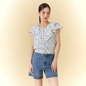 [랩]꽃프린트 프릴카라 블라우스 AQ2WB56A