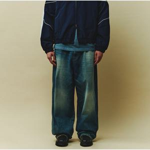 [플랙진]남성 스텝 M62 빅 와이드 빈티지 중청 데님 팬츠 (PJTH5STM625)