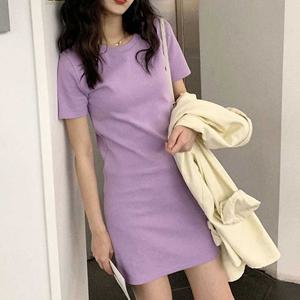 [샵앤][샵앤] 여성 라운드넥 무지 미니 원피스 WON-WDR-W9B84D9