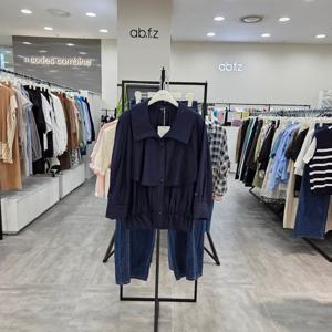 [ab.f.z]AFZ5HB52/간절기 빅카라 허리 셔링 칠부 셔츠_IC