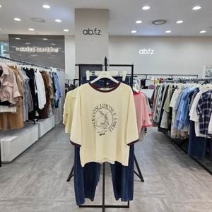 [ab.f.z]AFZ3QK31/여름 넥 소매 라인 배색 박스핏 숏 티셔츠_IC