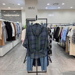 [ab.f.z]AFZ3NB40/여름 언발기장 나그랑 체크 루즈핏 블라우스_I