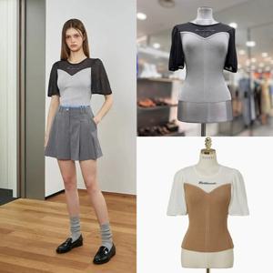 [에고이스트]레터링 자카드 배색 슬림 풀오버 EQ3KH761HJ_DG