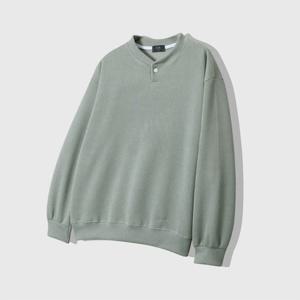 남자 가을 버튼 헨리넥 무지긴팔 오버핏 골지 맨투맨