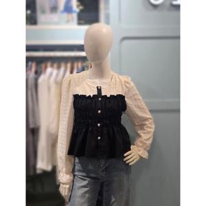 클리지 세이브존03 클리지 셔링 배색 블라우스 AGCP6WBL05A