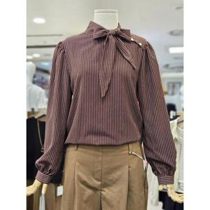 오조크 세이브존01 스트라이프 라운드 리본넥 긴팔블라우스 HLTFCBR577