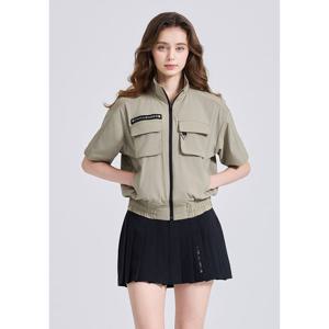 [챌린저]여성 어반 하이넥 블루종 반팔 자켓 샌드_CHE3WJK5701SD