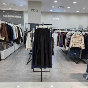 [ab.f.z]ABZ4HS37/허리 밴딩 셔링 포인트 레자 롱 스커트_IC