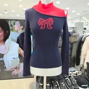 [에고이스트]리본  포인트 컬러 배색 슬림 폴라  EQ4KL161_DG