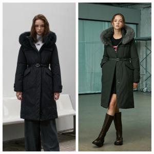 [에고이스트]인퀼팅 벨티드 폭스퍼 구스 롱다운 ER4TD506_DG