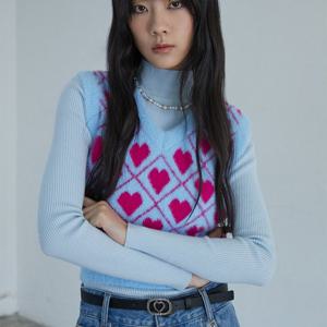 [에고이스트]다이아하트 자카드 니트베스트(EP4KV161)