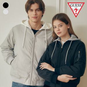 [게스(진)]남여공용 후디 디테쳐블 항공패딩 MO4W9893