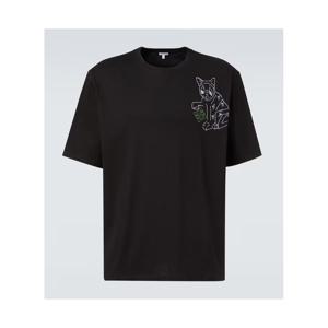 로에베 x Louis Wain 엠브로이더리 코튼 저지 티셔츠 P01123324