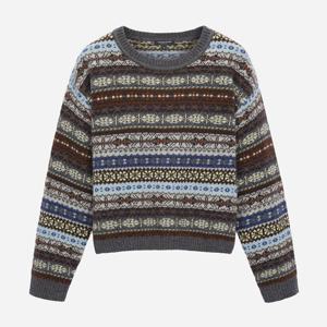 [써스데이아일랜드]자카드 라운드넥 니트 풀오버 T258MSW233W