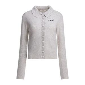 끌로에 로고 슬림핏 울 가디건 CH26SMC0353000N GREY