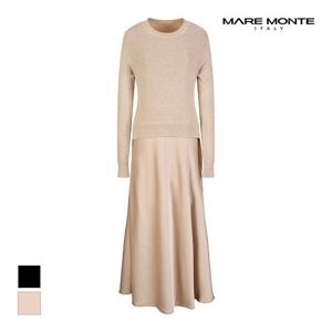 [마레몬떼][마레몬떼] 라운드넥 니트배색 원피스_M242MOP11P0 (P