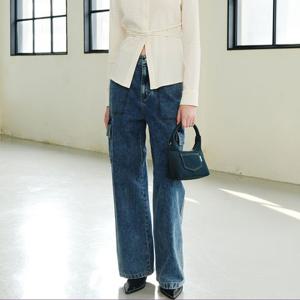 [플랙진]여성 메종 M52 와이드 카고 중청 데님 팬츠 (PJTH5MSM525)