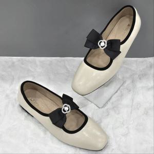 [탠디]여성 리본 장식 스퀘어토 플랫 X2HS50YI09 G-IVORY 4SD JJ