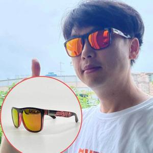 편광 사각 뿔테 선글라스 레드미러 남자 등산