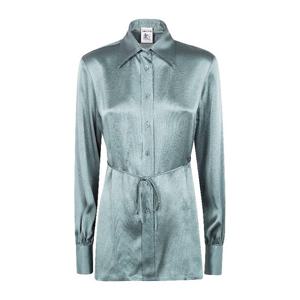 세미꾸띄르 새틴 웨이스트 타이 셔츠 Y6SM13 GREEN