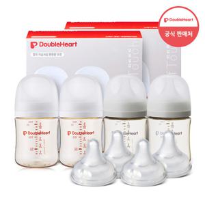더블하트 모유실감 3세대 PPSU 젖병 베이직 트윈팩 160ml 2개(총4개)+젖꼭지(4입)