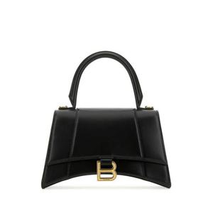 발렌시아가 여성 블랙 Hourglass 스몰 레더 탑 핸들백 5935461QJ4M 1000
