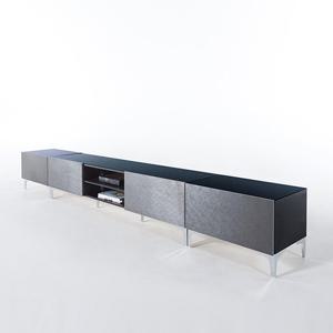 더젠 발렌티3 메탈릭실버  2700거실장세트1(상판흑경,스틸다리)