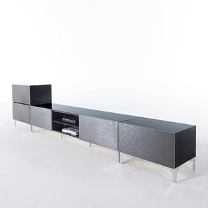 더젠 발렌티3 메탈릭실버 2700거실장세트2(상판흑경,스틸다리)