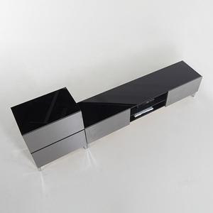 더젠 발렌티3 메탈릭실버 2100거실장세트5(상판흑경,스틸다리)