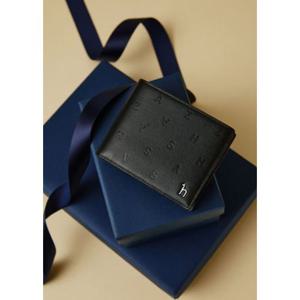 [헤지스ACC] 블랙 음각패턴 소가죽 남성 머니클립 HJWA5E562BK