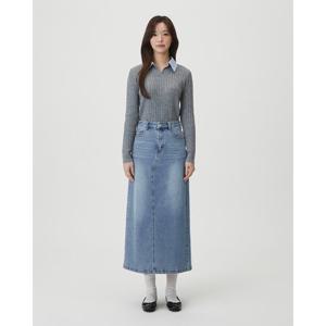 플라스틱아일랜드  뒷트임 데님 롱 스커트 (PR7DS201)