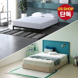 [지누스침대][SS] 트리샤 블랙 침대SET / 그린티 에어 하이브리드 25cm 침대 세트 프레임 슈퍼싱글