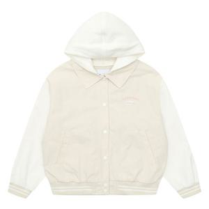 [에꼴리에]여아 후드 탈부착 배색 카라 패딩 점퍼 23A0151_BE