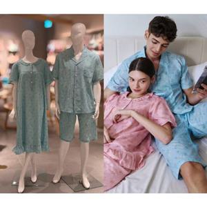 [비너스]크리즈 잔꽃나염 여성 원피스 커플파자마SET 2종택1(VGN4535 VPA4535M)