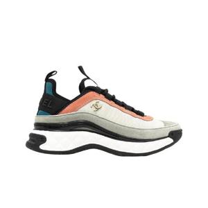 샤넬 믹스드 파이버 스니커즈 패브릭 스웨이드 카프스킨   화이트 라이트 그레이 핑크 G39070-Y56144-K5022