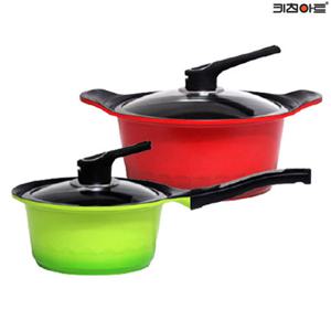 키친아트 S100G 주물냄비 세라믹코팅 냄비세트 2종B 편18+양24