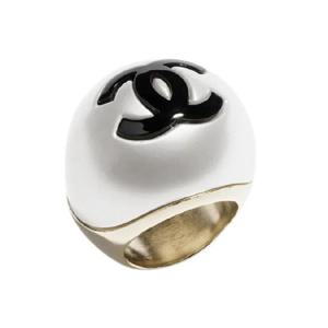 샤넬 링 메탈 레진   골드 펄리 화이트 블랙 ABF371-B19975-NAFTS