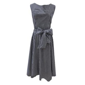 [비지트인뉴욕]리본체크민소매원피스 VB7OP63