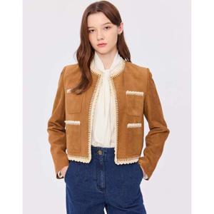 질스튜어트 뉴욕 여성 24FW 스테디셀러 카멜 포켓 염소가죽 점퍼 WJJU4D720CM