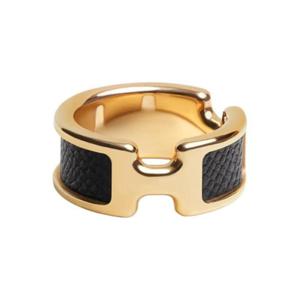 에르메스 스몰 올랭프 링 카프스킨 메탈 옐로우 골드 하드웨어 누아 H500058FC89