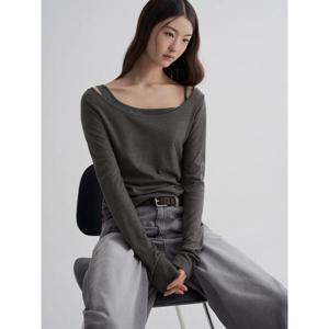 (355841LY93) [에잇세컨즈] 시어 레이어드 긴소매 티셔츠  그레이