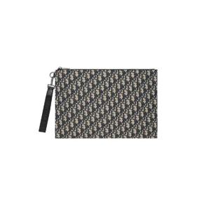 디올 오블리크 자카드 A4 파우치 베이지 블랙 2ESCA549YSE-H05E