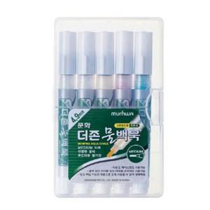 문화 물백묵 5입 세트(흰색2노랑빨강파랑) 서예 상장 이름 성함 필기 궁서 한자 사무 오피스 문구