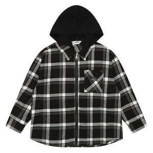 [에꼴리에]남아 후드 탈착 체크 집업 셔츠 21D5331_BK