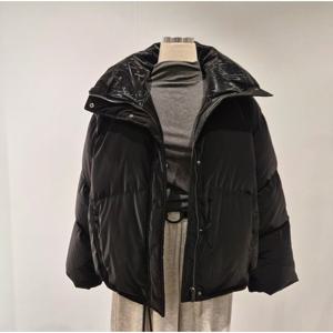 [비지트인뉴욕]크롭기장 하이넥 벨벳 다운점퍼 VBBDO91