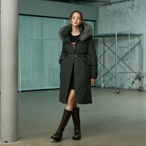 [에고이스트]인퀼팅 벨티드 폭스퍼 구스 롱다운 ER4TD006