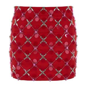 데 펨메스 하이웨이스트 장식 새틴 미니 스커트 D207XG D0305 R