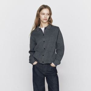 [지오다노]우먼 05356502 카라 포켓 단추 긴팔 아크릴 가디건 356502